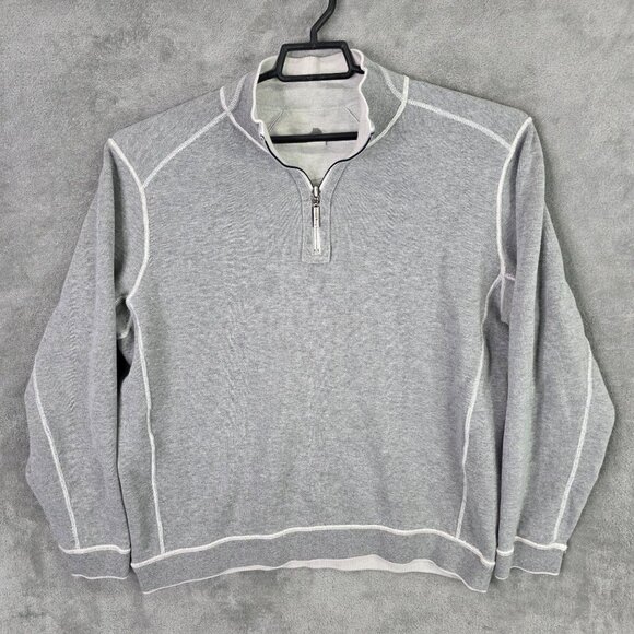 Mens Tommy Bahama Gray Reversible 1/2 Zip Pullover Sweatshirt Long Sleeve XL - Picture 4 of 8
